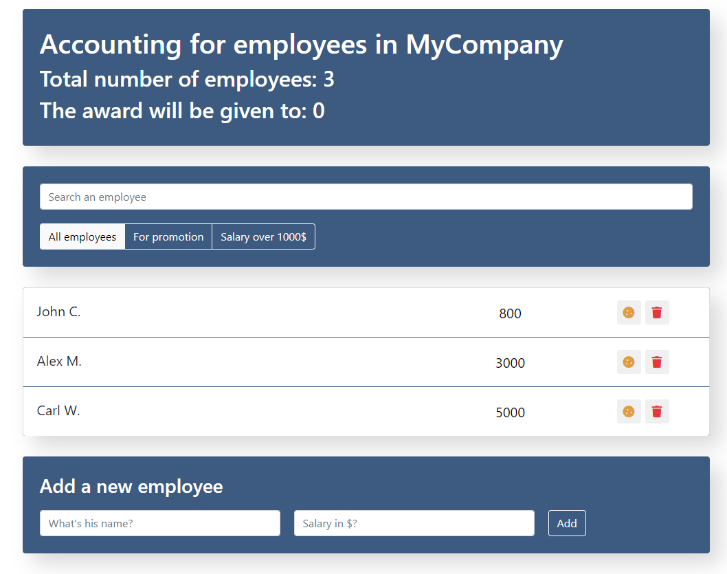 React employees app